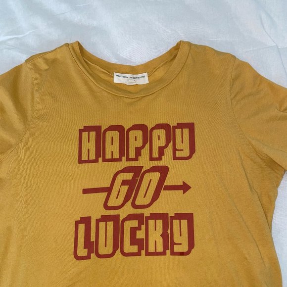 Project Social T Shirt Happy Go Lucky Yellow Top - Picture 3 of 4